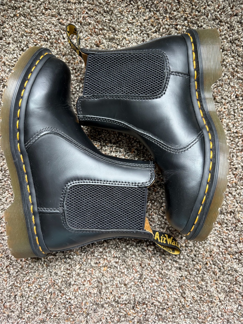 Dr. Martens Women’s Black Chelsea Boots with Yellow Stitching - Picture 4 of 6